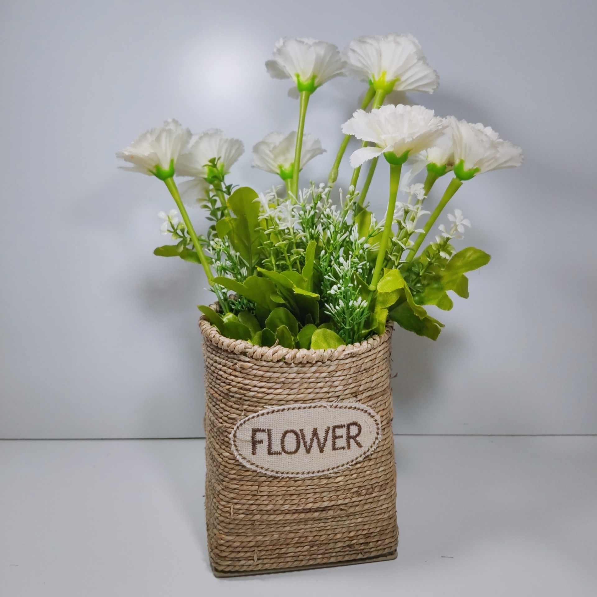 源头厂家直供 水草编织花瓶工艺品 插花收纳桌面装饰摆件