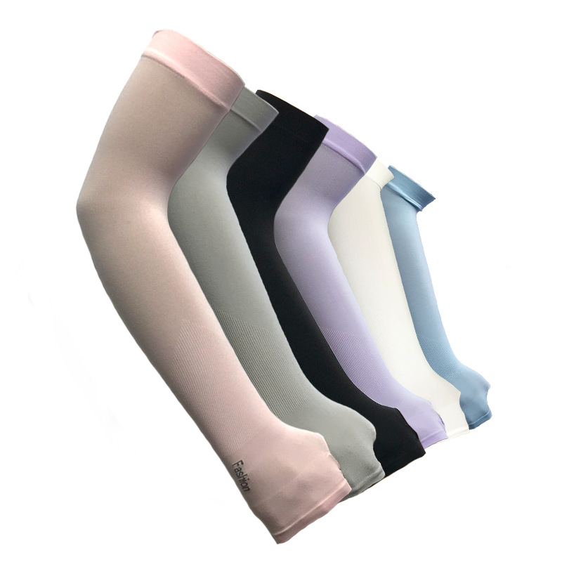 防晒有孔纯色冰袖组合冰袖男女冰丝夏凉袖运动户外直筒清凉