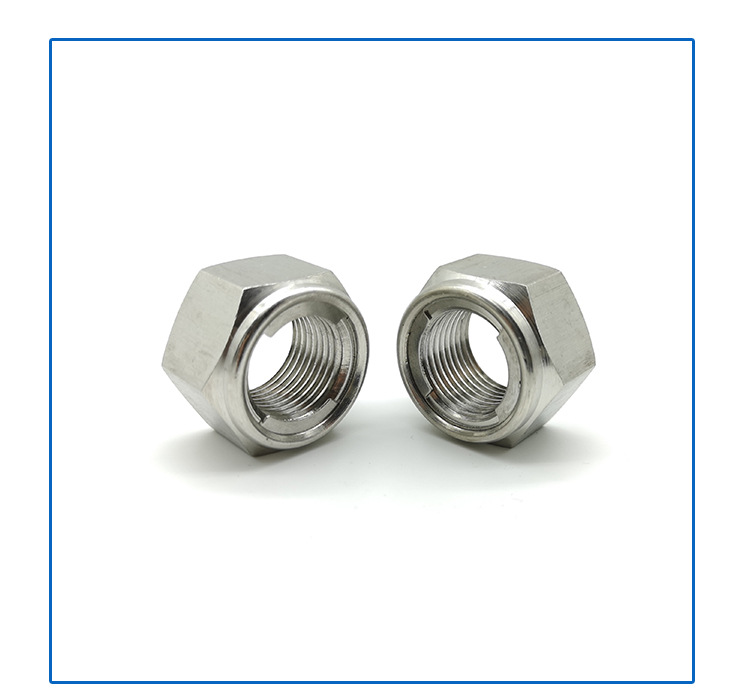 316不锈钢锁紧螺母gb6184全金属片六角锁紧螺母插片钢片自锁螺母
