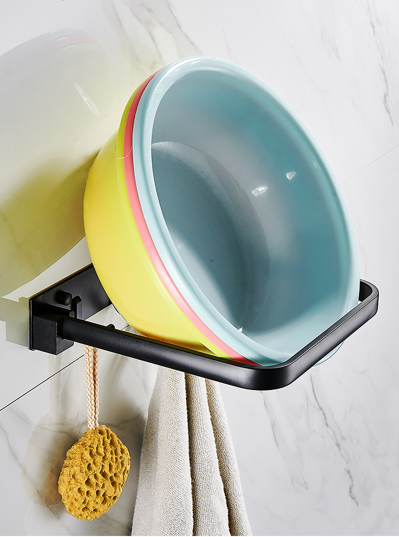 浴室脸盆收纳架免打孔卫生间厨房可折叠放盆子洗脸盆置物架子壁挂