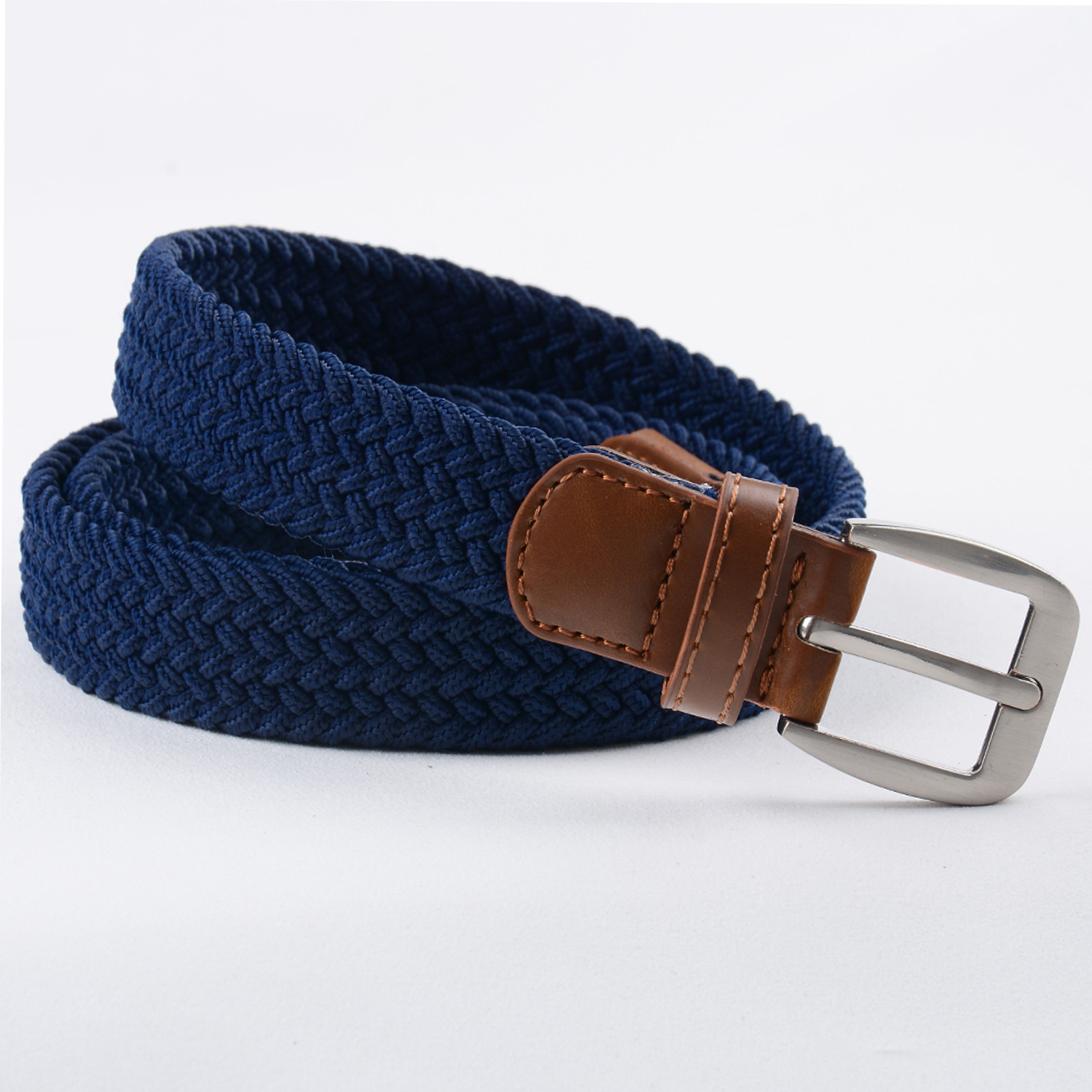 男士混纺棉纱腰带 韩版女士款针扣弹力松紧潮裤腰带 帆布编织腰带