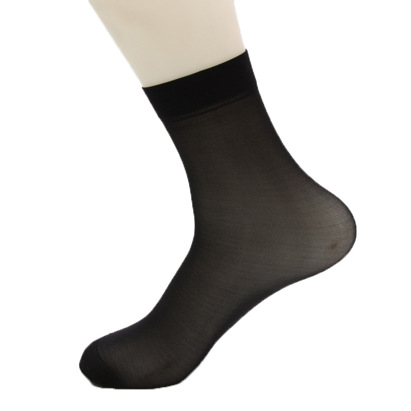 New Men's Steel Wire Socks Denim Business Mid-Calf Silk Stockings Lengthened Nylon Anti-off Silk Socks Factory Wholesale