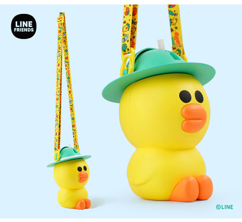 正版授权line friends造型杯莎莉鸡吸管杯sally水杯学生儿童水壶