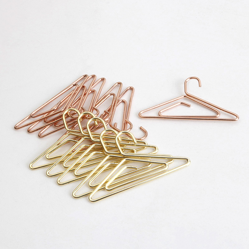 正旗玫瑰金小衣架回形针 定制金属曲别针 办公财务手账用品 现货