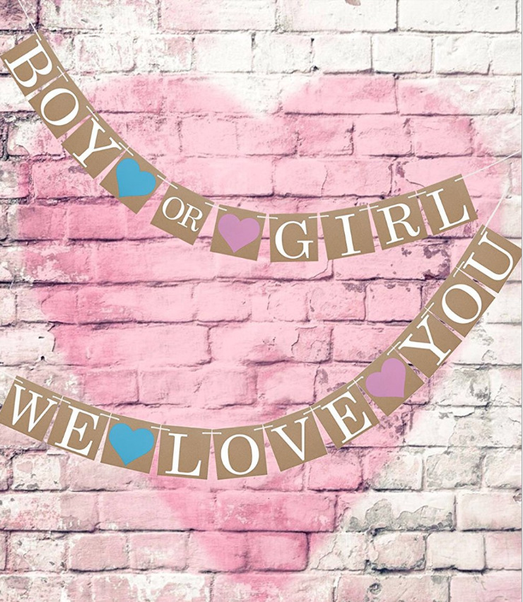 Boy Or Girl Pull Flag Party Pull Flag Retro Kraft Paper Baby Birthday Banners Paper Flower Ball Decoration Garland