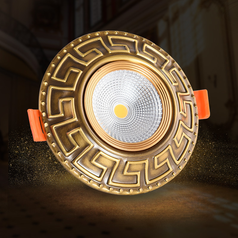 新中式全铜射灯三色变光客厅嵌入式吊顶天花筒灯背景墙嵌入式孔灯