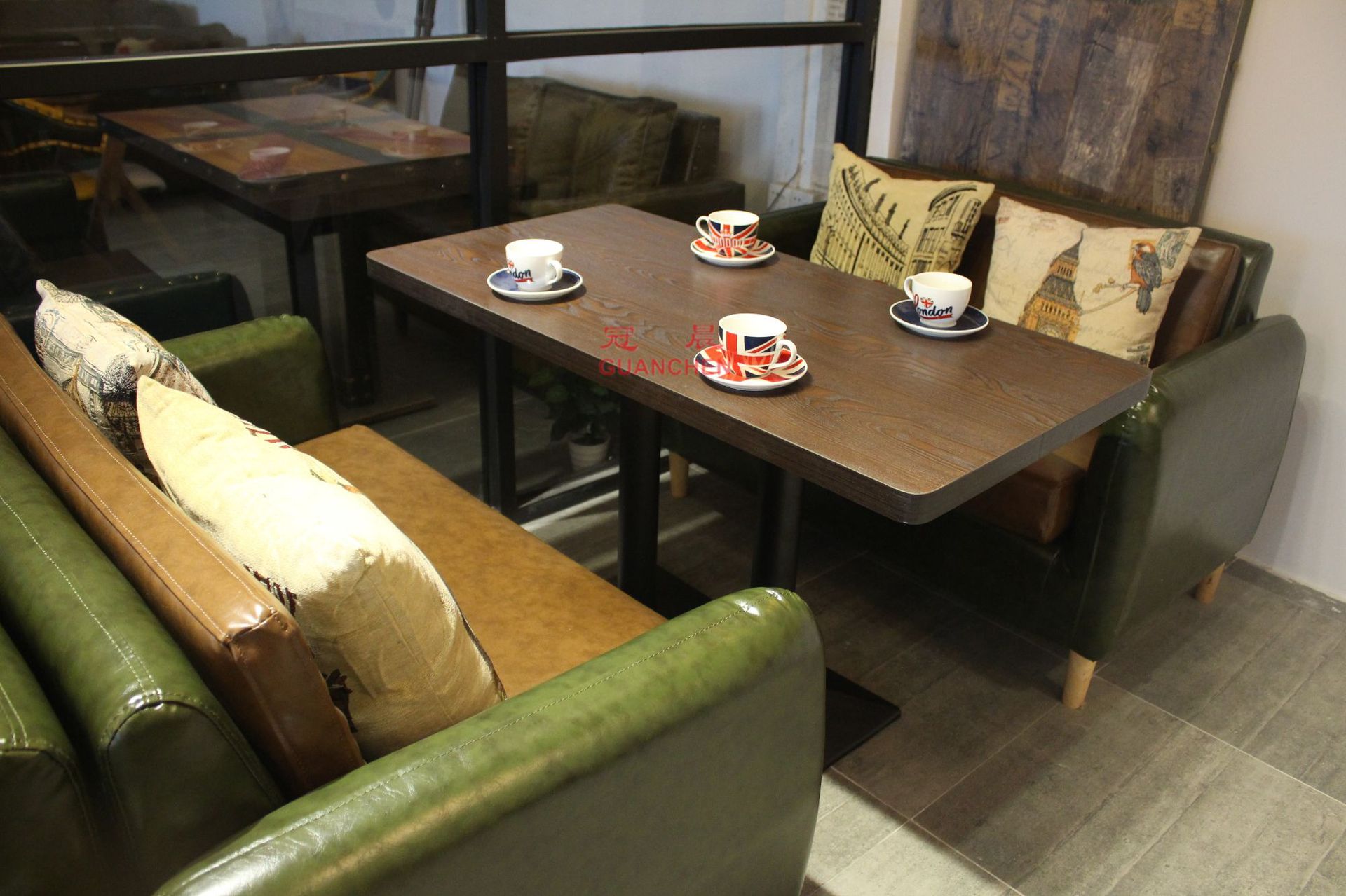 简约咖啡厅沙发奶茶店桌椅组合靠墙甜品店休闲西餐厅卡座沙发组合