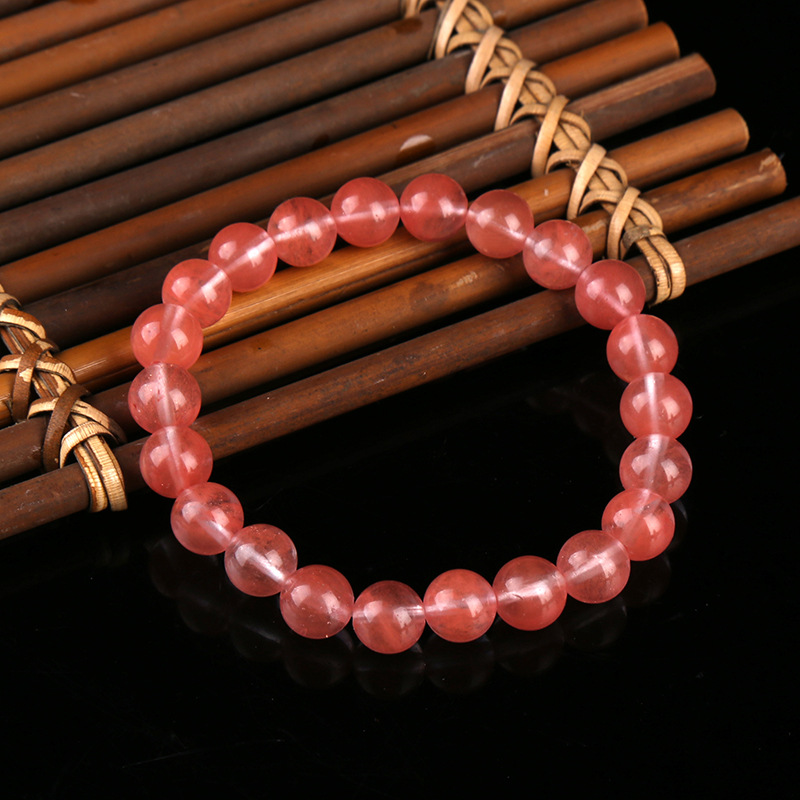 新款手链_新款西瓜红石珠手工串珠手环时尚淑女文艺手饰搭可爱