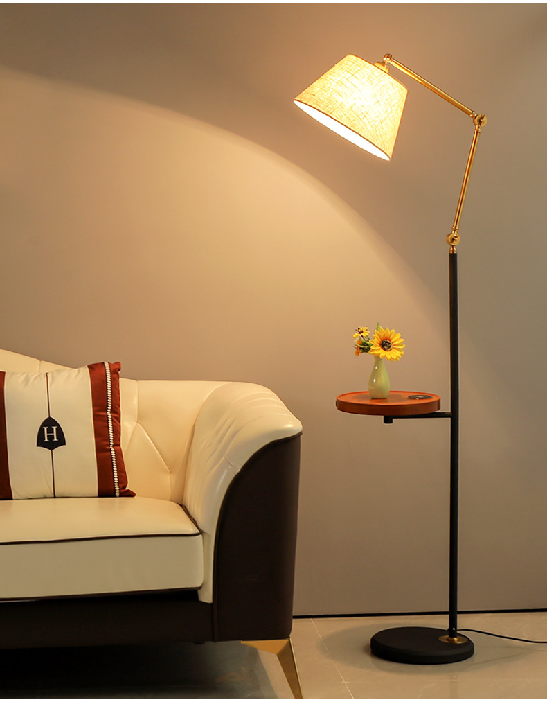 美式金属创意led立式客厅酒店样板房沙发地灯北欧现代置物落地灯-报价