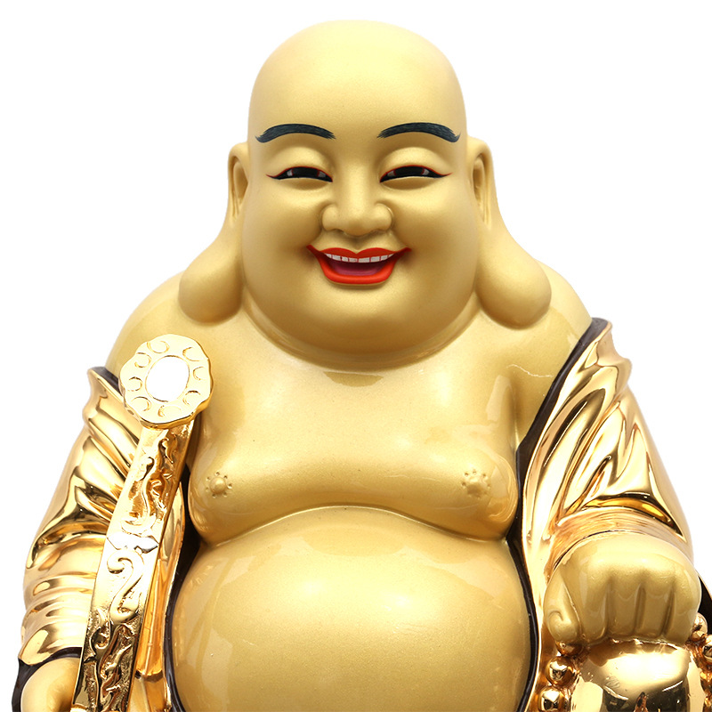 鎏金黄铜弥勒佛像摆件笑佛大肚弥勒菩萨铜雕装饰居家供奉工厂批发