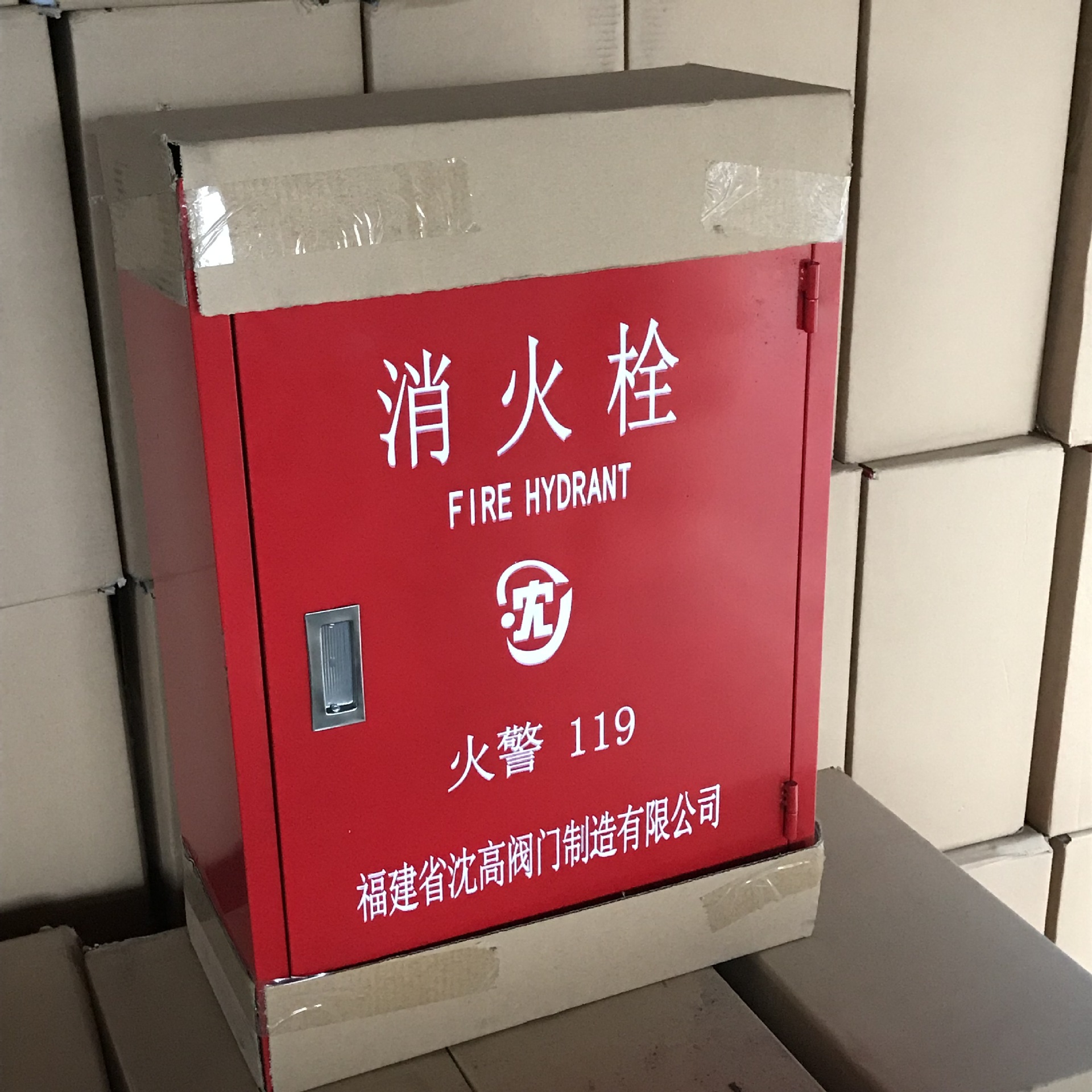 沈高消防箱门650x450 消防水带箱 全铁 消防栓箱 消防枪头 灭火器