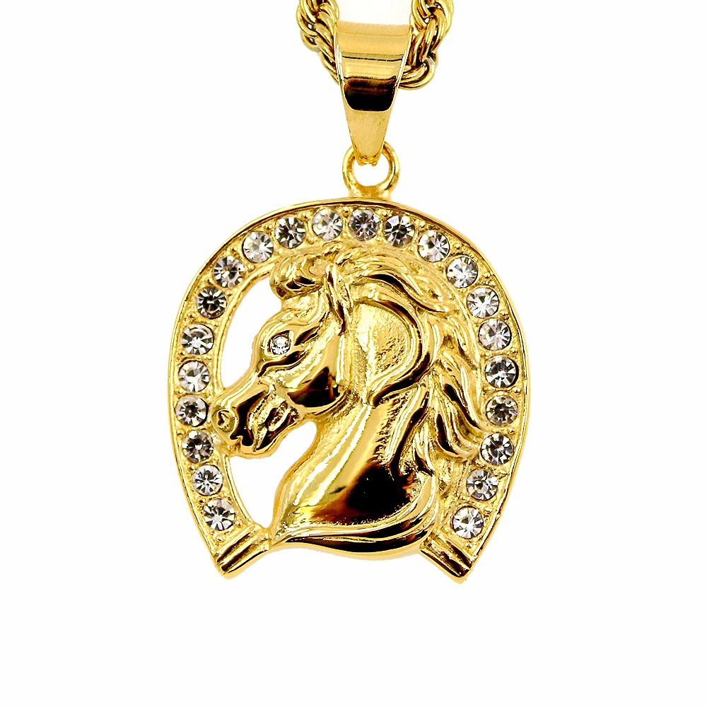 亚马逊跨境热销欧美嘻哈街头风格马头吊坠