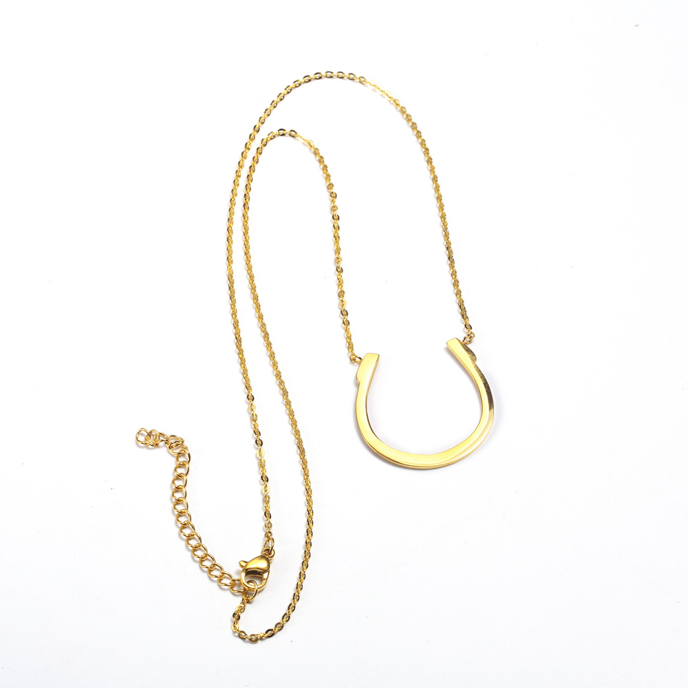 几何简约不锈钢马蹄项链欧美流行项饰配饰钛钢18k金女士锁骨链