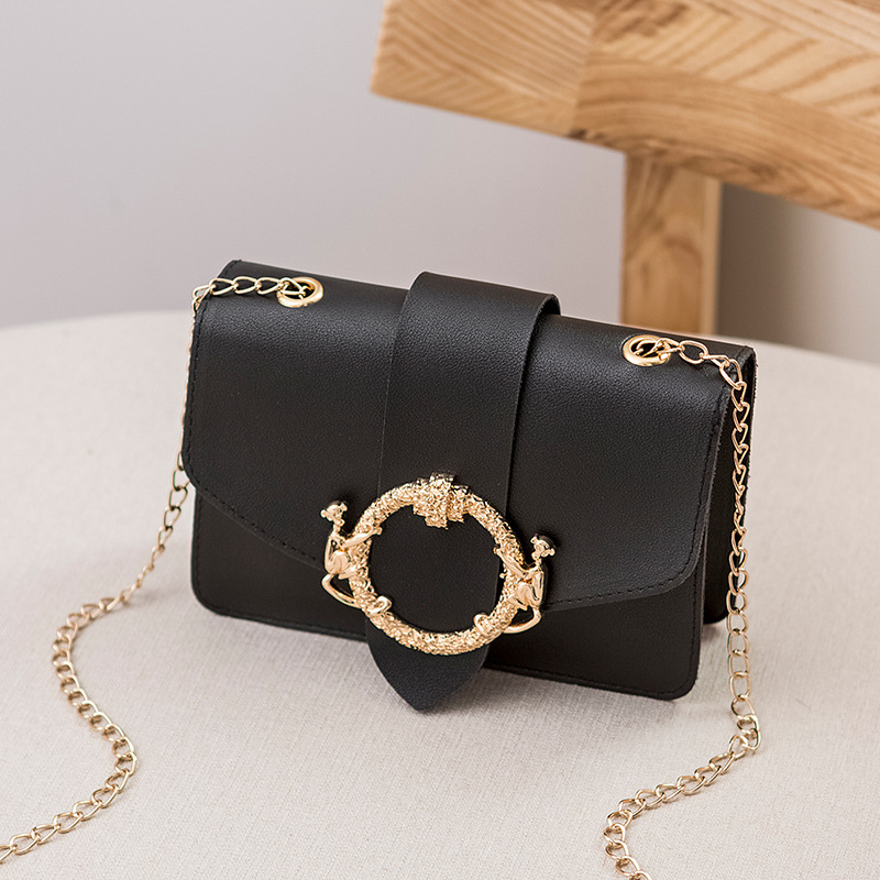 Japanese and Korean Hardware Decoration Belt Buckle Chain Small Square Bag Shoulder Women's Bag Mini Personality Crossbody Portable Coin Purse Fashion