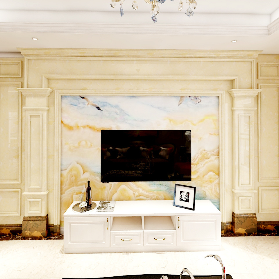 仿大理石瓷砖背景墙欧式轻奢客厅微晶石电视墙砖人造石岩板影视墙