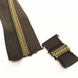 厂家直供 原青古铜牙单丝尼龙拉链 小5#码装 7#电镀古铜拉链