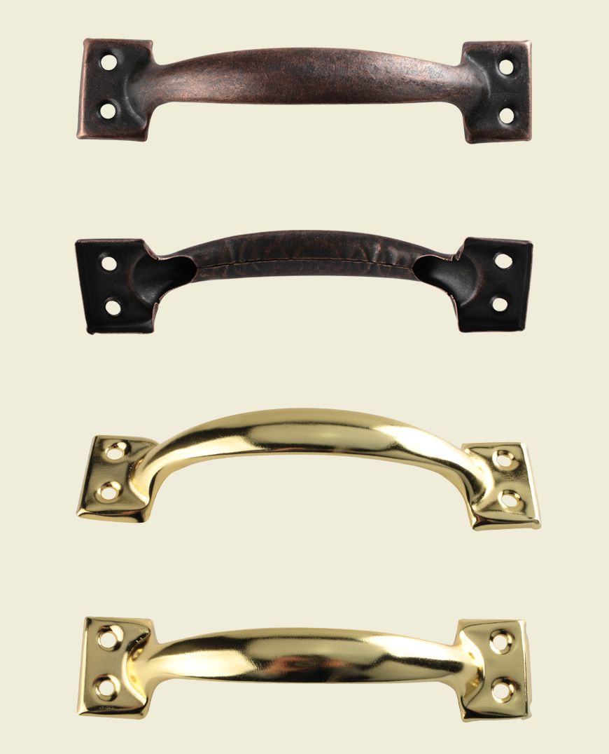 6寸喷漆黑色弓型拉手老式门拉手铁把手喷漆拉手木门抽屉门把手