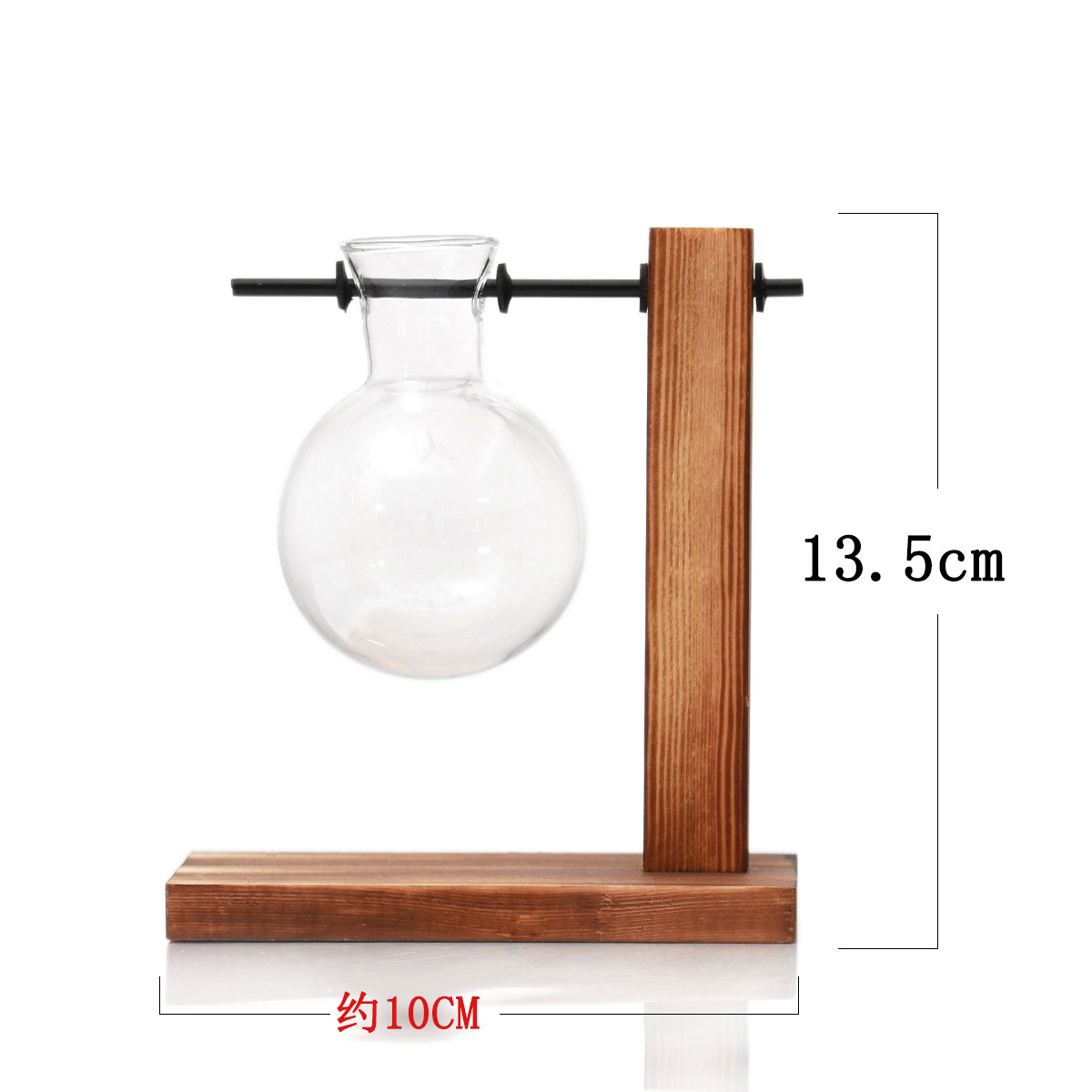 Minimalist Creative Hydroponic Wooden Stand Small Vase Green Radish Hydroponic Plant Transparent Vase Desktop Furnishings Ornaments