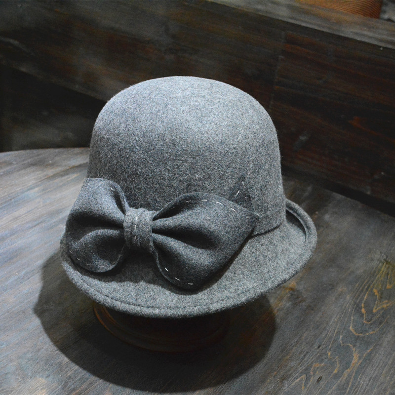 圆顶羊毛呢毡帽减龄帽子   帽围:均码可调节   颜色:五色   材质:澳州