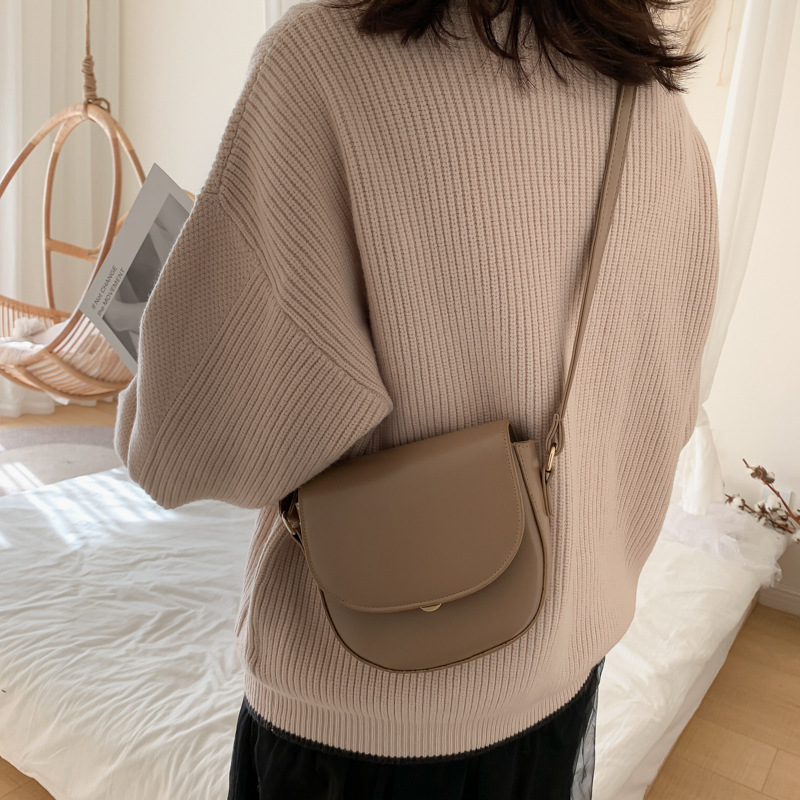 Autumn and Winter High Quality Small Bag Women's 2019 Autumn and Winter New Korean Style Crossbody Saddle Bag Fashion Solid Color Mini Shoulder Bag