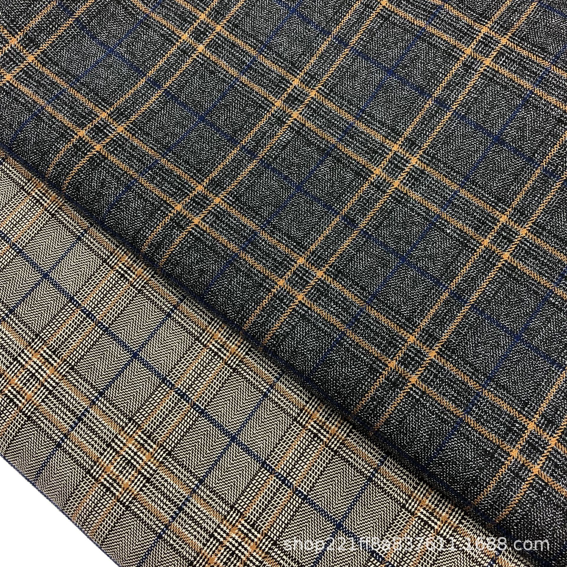 人字纹斜纹花纱tr色织格子布秋冬款休闲西装马甲连衣裙面料