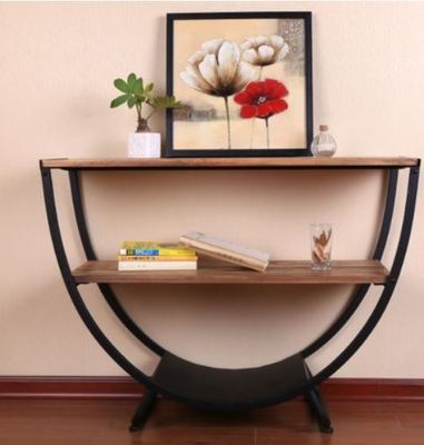 欧式铁艺实木半圆弧形玄关桌餐边桌现代简约靠墙玄关台墙边玄关柜