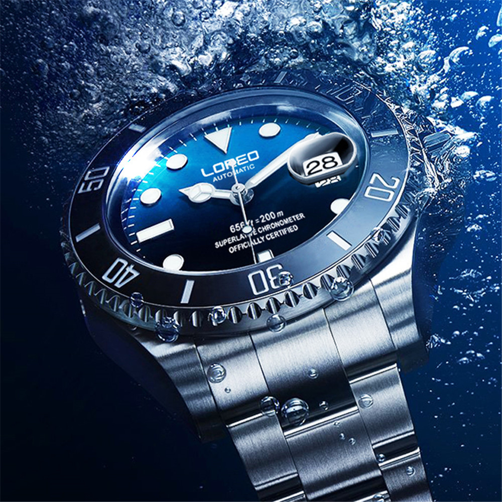loreo雷力欧运动手表男士机械表自动200m潜水夜光潮流学生手表男