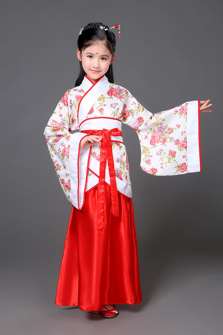 儿童古装汉服 女童古装仙女演出服古代公主古筝汉服影楼写真服装