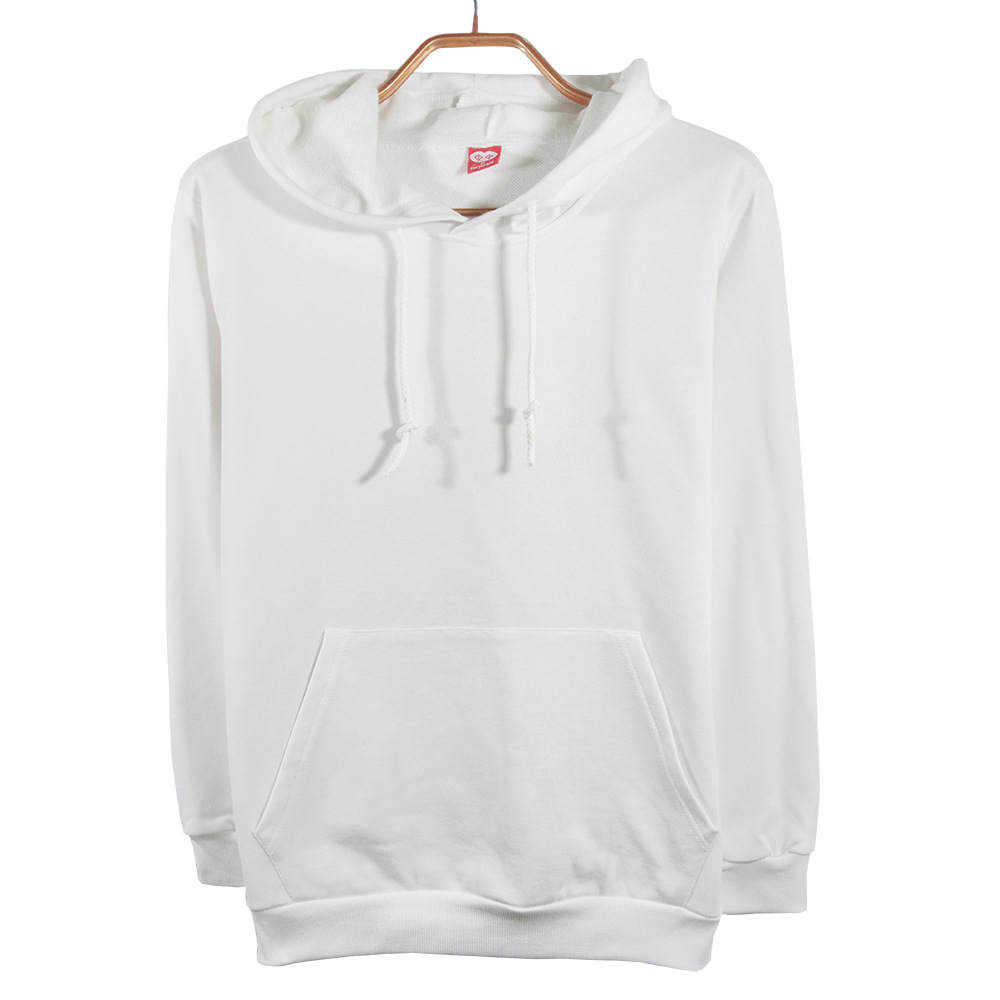 白色毛圈套头卫衣空白连帽卫衣可印字定制卫衣