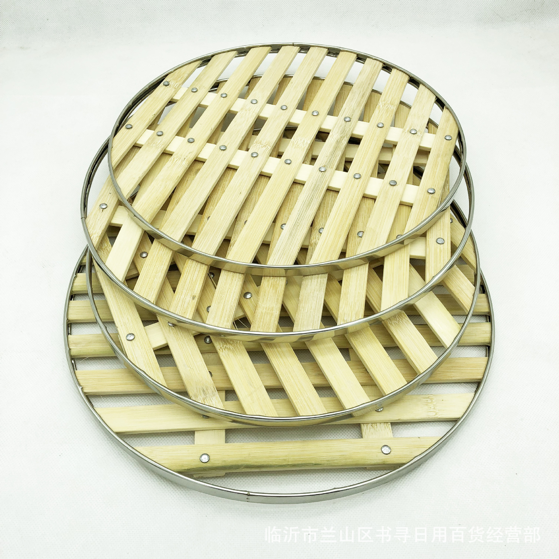 竹篦子 竹篦厨房不锈钢包边竹蒸格 厨房工具 蒸笼布 地摊货源