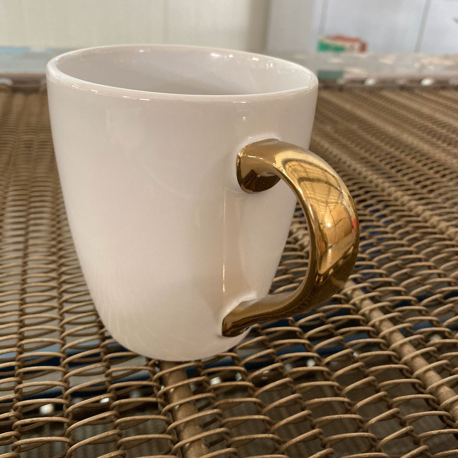 定做镀金把手陶瓷杯马克杯 银色把手陶瓷马克杯 白金色手柄马克杯