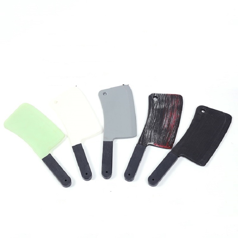 万圣节兵器 塑料仿真刀 大号菜刀 带血菜刀 夜光菜刀