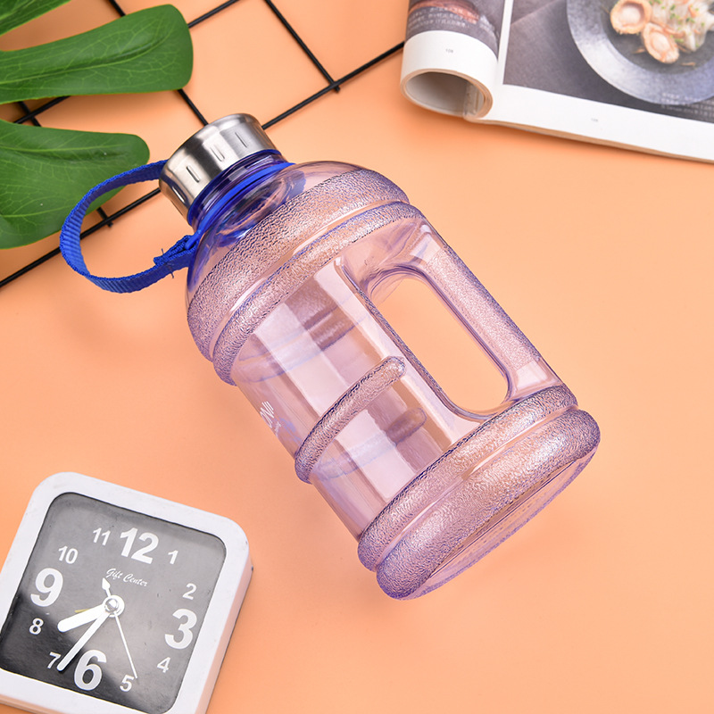 Large Capacity Bucket Cup Plastic Sports Water Bottle Belt Handle Gym Handy Creative Health Exercise Portable Kettle
