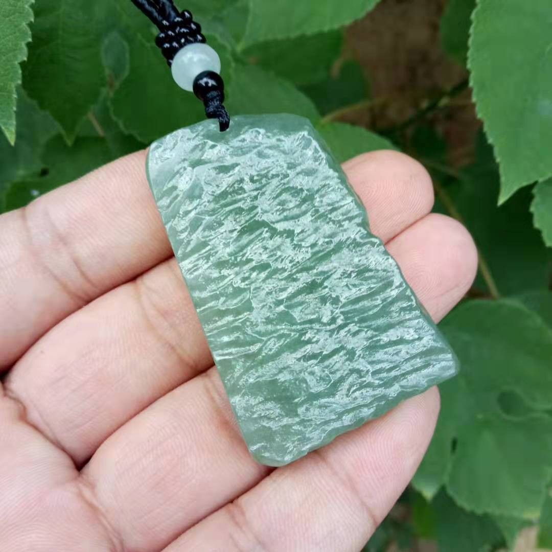 天然正品缅甸翡翠油青原石吊坠玉器水波纹玉佩玉石挂件厂家批发