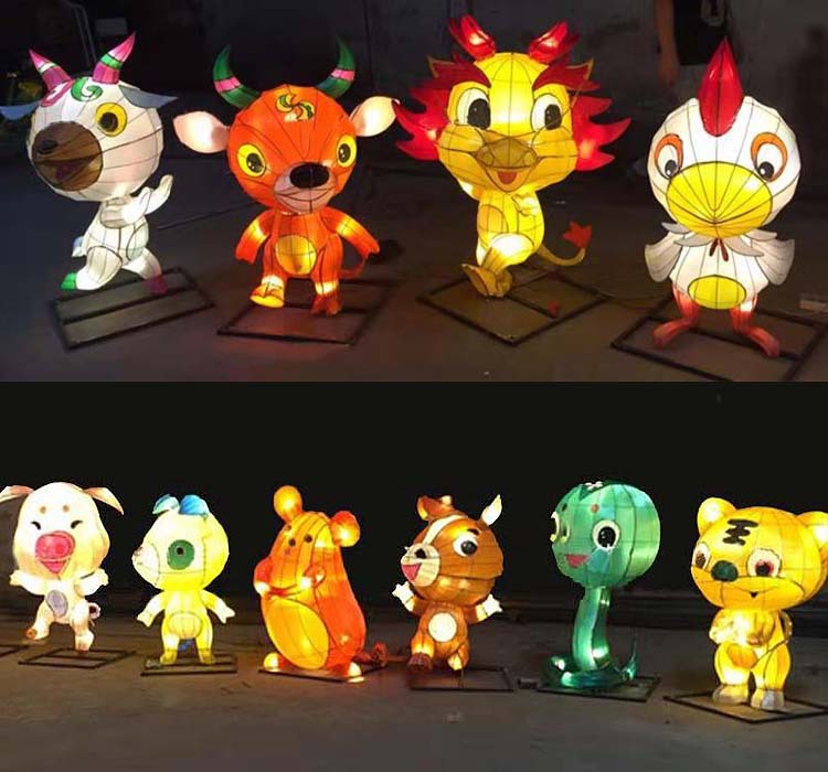 新年12生肖花灯制作春节彩灯会花灯十二生肖造型花灯笼