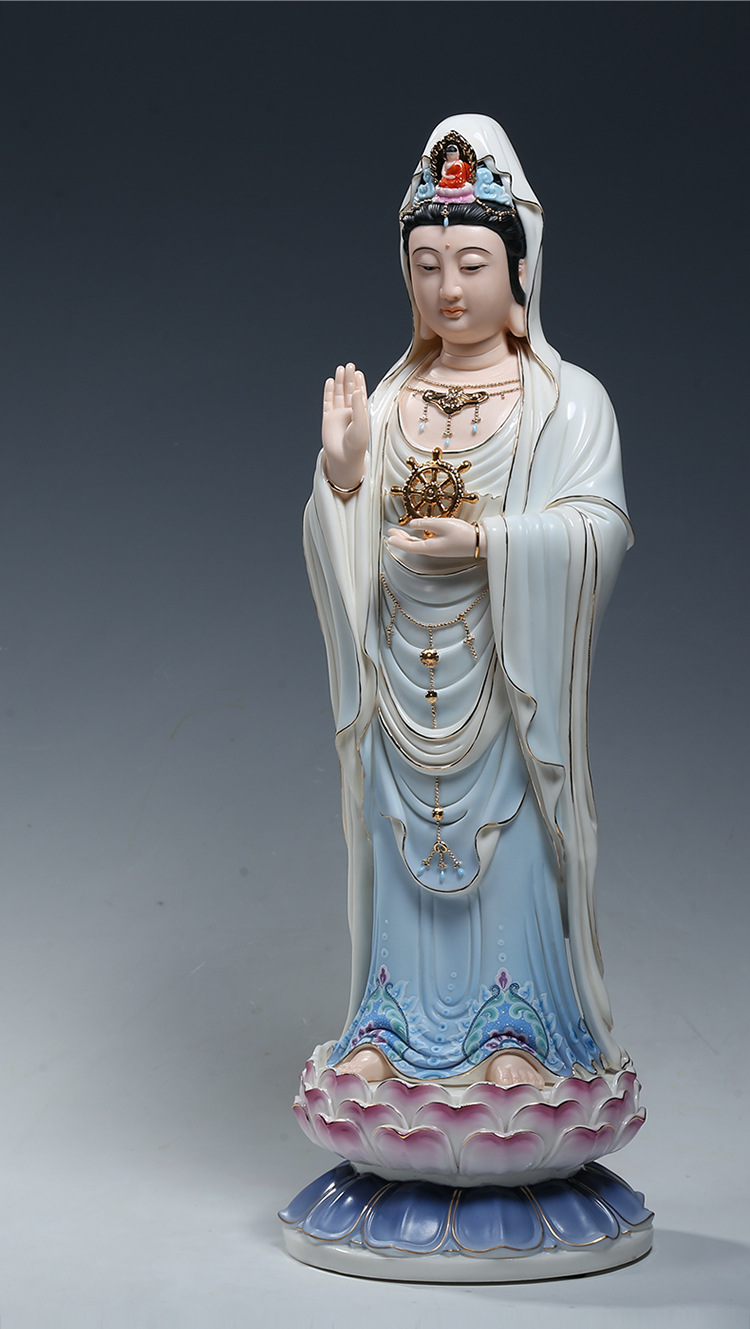 【上美】德化陶瓷18吋南海观音佛像供奉观世音菩萨佛像收藏品摆件