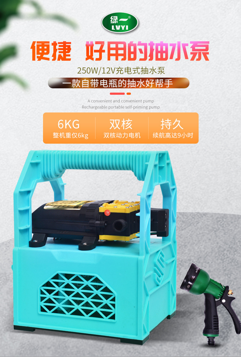12v充电水泵便携式家用户外抽水浇菜洗车自吸泵加压泵