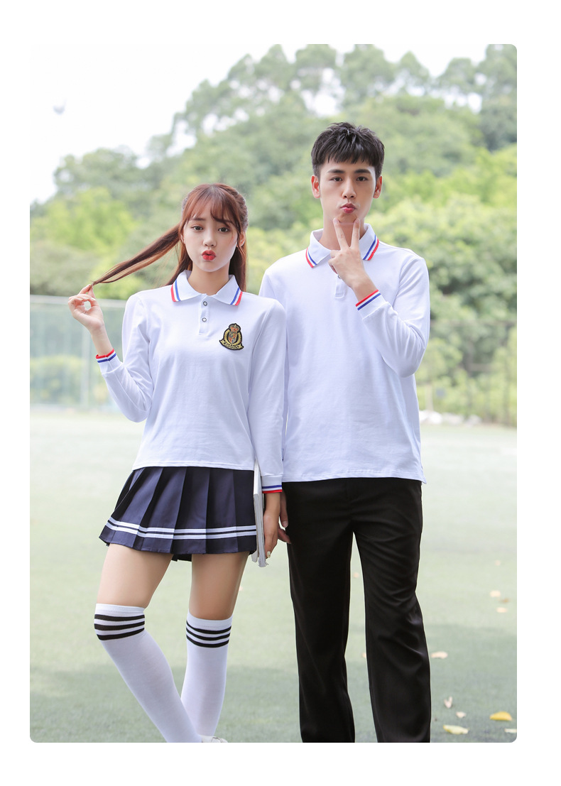棉长袖t恤白中学生校服套装学院风班服运动会开幕式毕业照服装