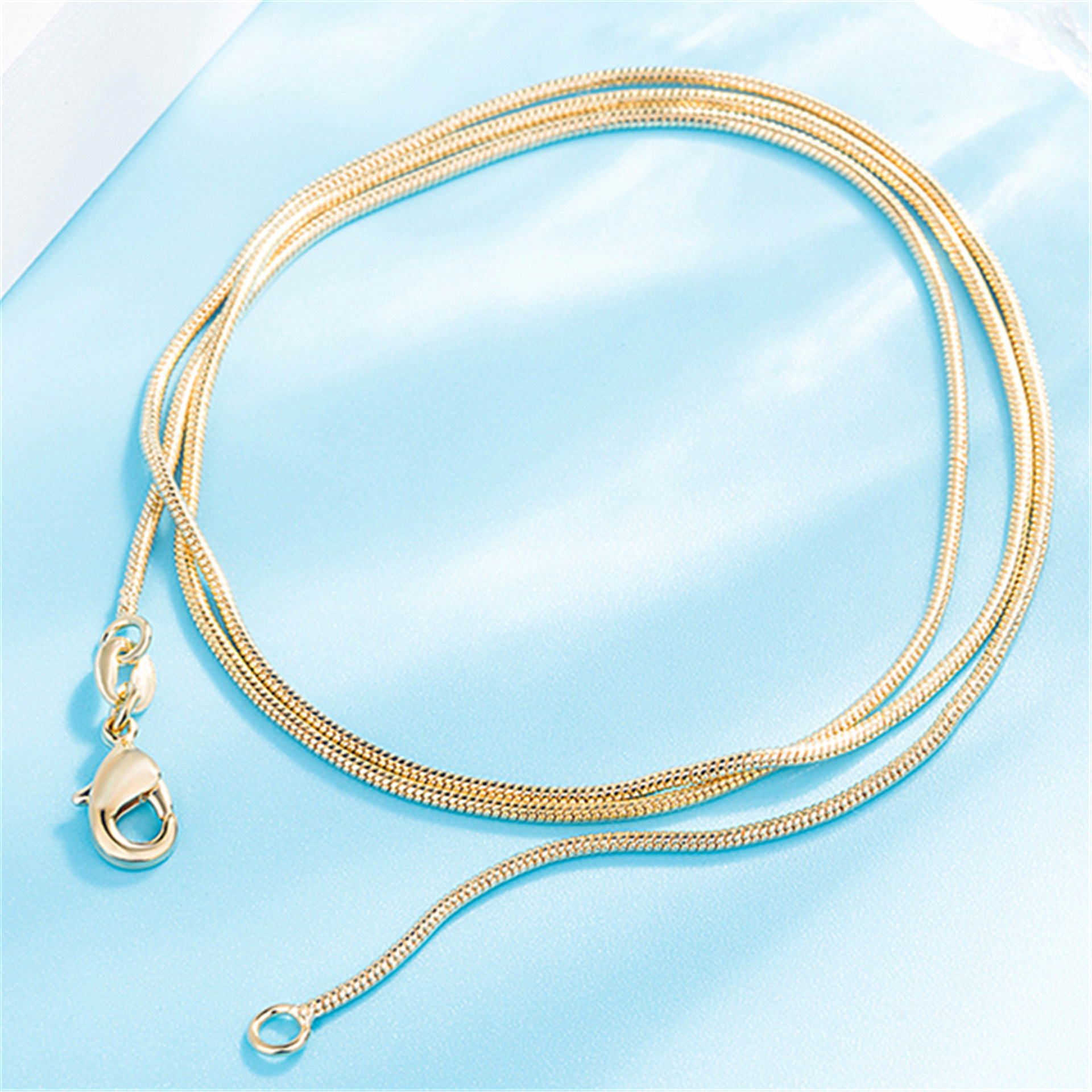 金嘉华欧美外贸热卖18k蛇骨链镀黄金吊坠配链 1mm锁骨链原单