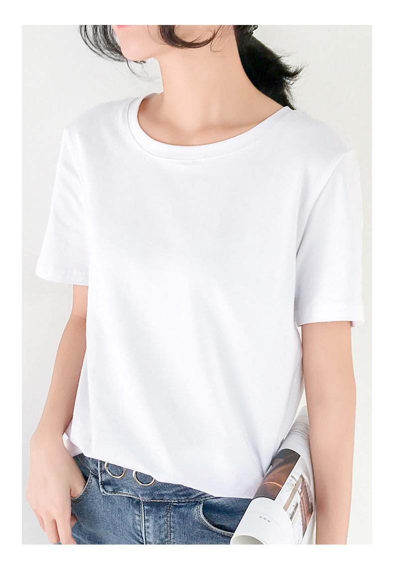 纯棉白色t恤女短袖宽松韩版2019新款夏大码半袖百搭体恤纯棉上衣