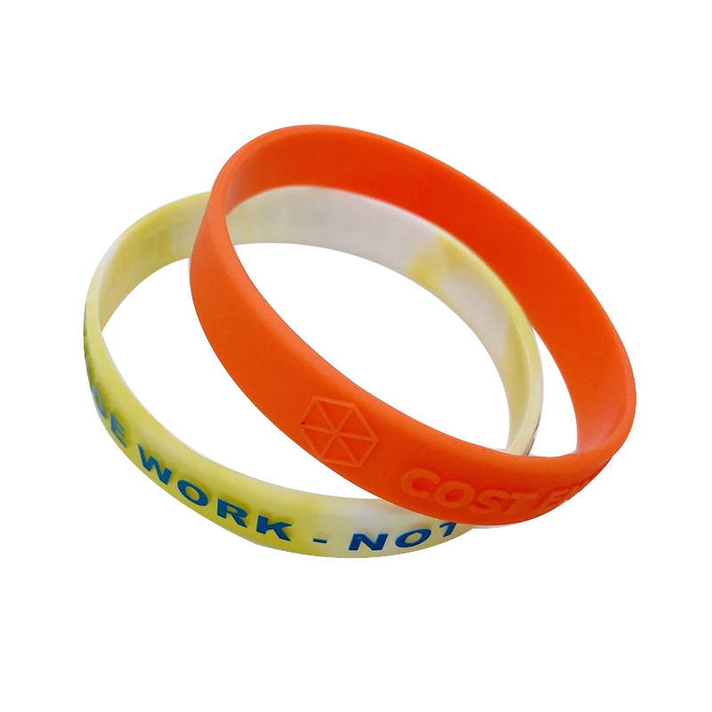 凸凹压印硅胶手环丝印logo夜光手环