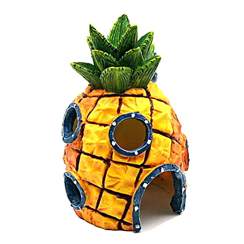 水族鱼缸造景菠萝屋海绵宝宝的家树脂卡通摆件鱼虾躲避装饰凤梨屋