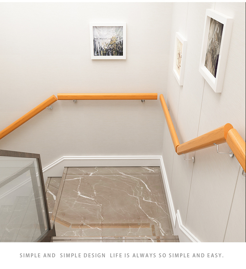 家用扣墙式实木楼梯扶手现代简约公寓会所阁楼楼梯防滑扶手栏杆