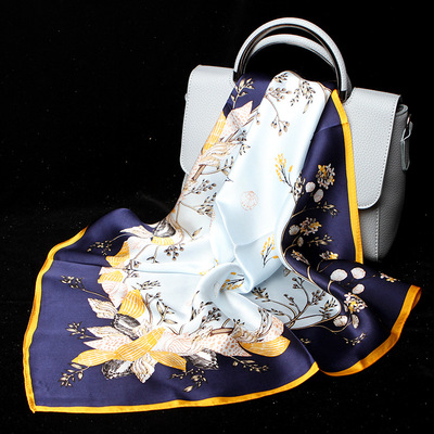 真丝小方巾女2019款桑蚕丝印花丝巾杭州丝绸披肩围脖围巾批发定制