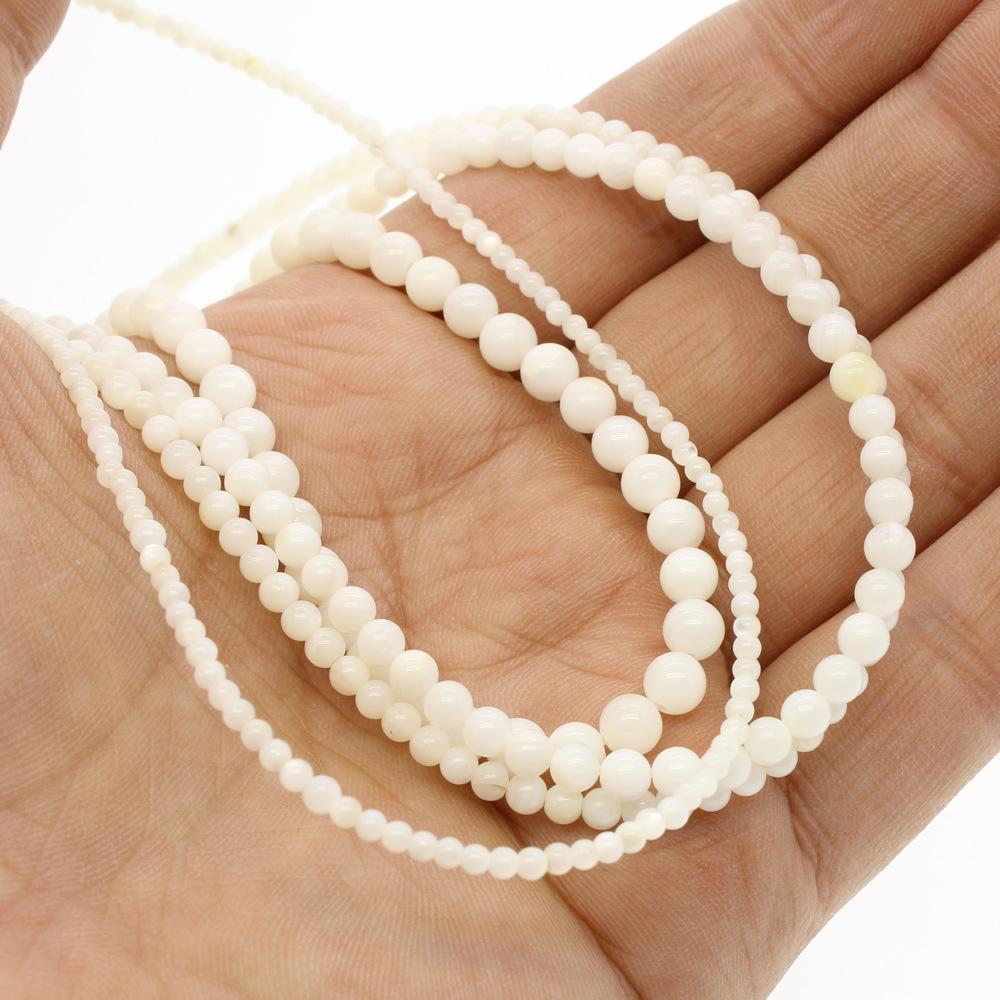 天然贝壳散珠 白贝圆珠串珠 2-6mm手工制作手链项链饰品配件