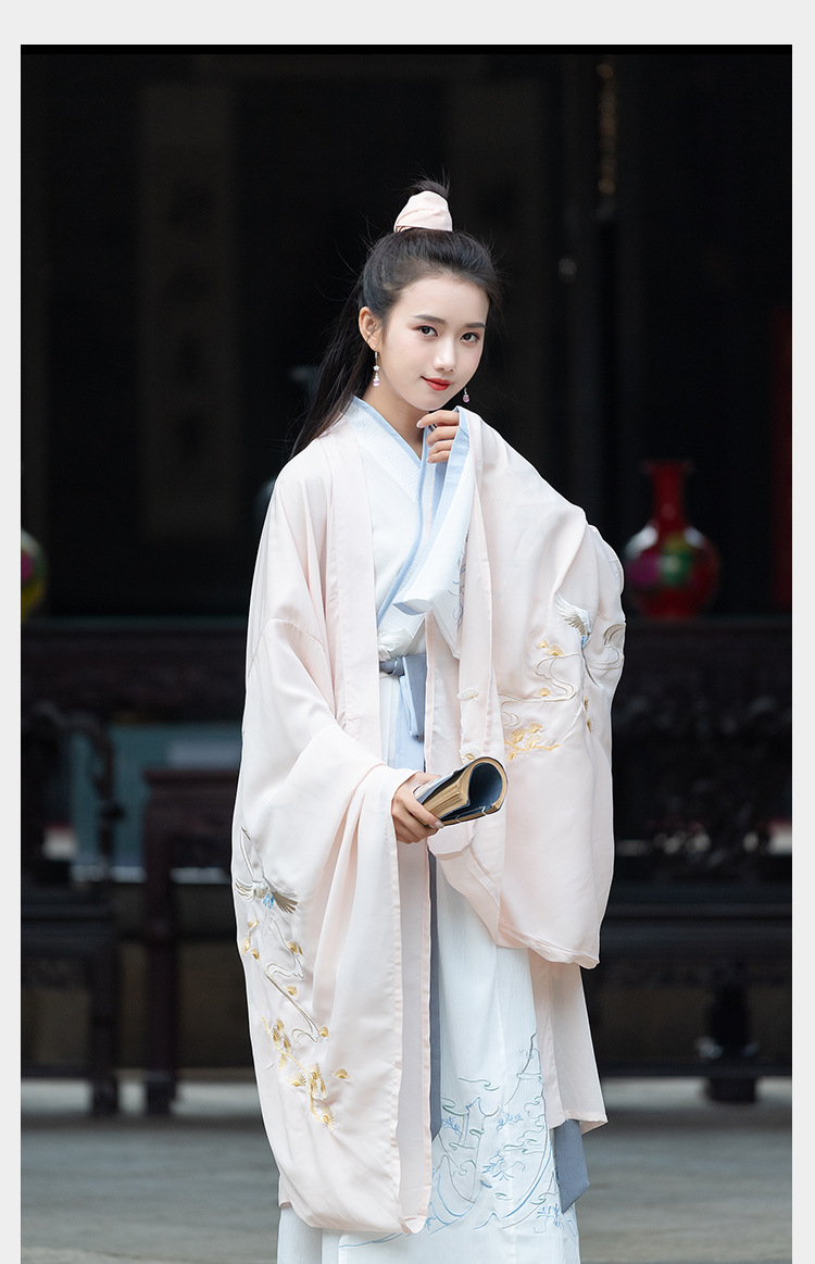 春装新款直裾书生汉服女学生毕业舞蹈表演大氅外套中国风成人礼服