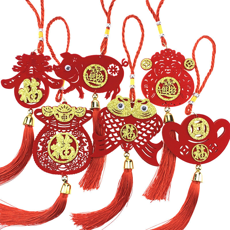 牛年无纺布中国结挂件新年毛毡布春节用品装饰过新年挂件创意礼品