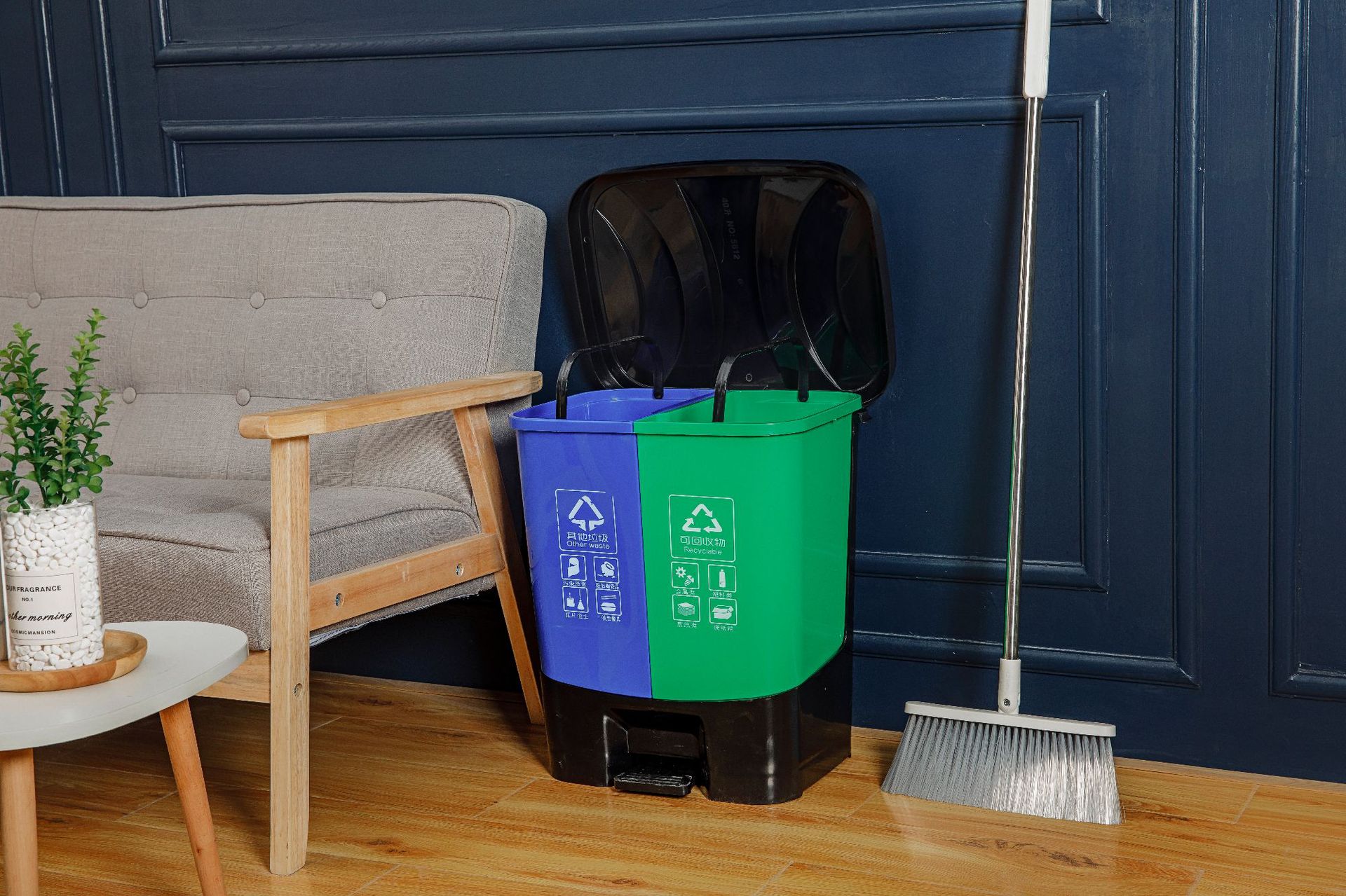 环保家用分类垃圾桶脚踏式干湿分类垃圾桶塑料户外垃圾桶促销特惠