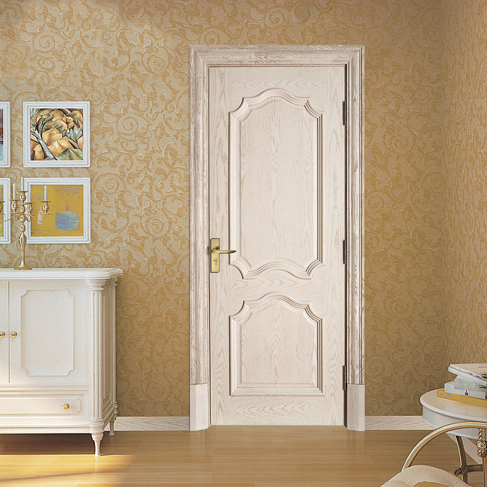 厂家热销可定制水曲柳复合实木白色显纹简欧款室内门环保烤漆门