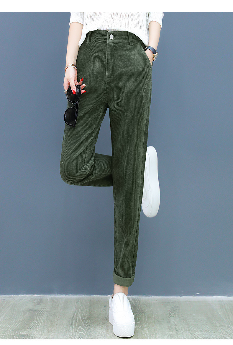 秋季休闲女裤_加绒裤灯芯绒裤休闲宽松百搭哈伦九分 - 阿里巴巴